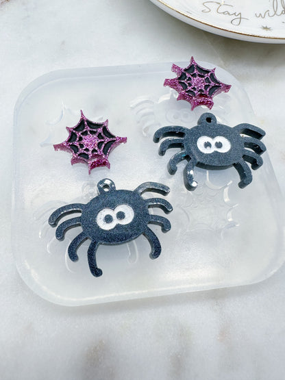 Cute Spider Dangle Earring Mold Engraved