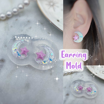 Predomed and Layered Star and Moon Stud Earring Mold