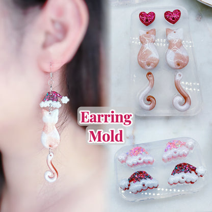 Christmas Cat Tail Dangle Earring Mold