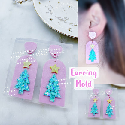 4.2 cm Christmas Tree Window Arch Dangle Earring Mold