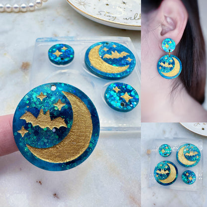 3cm Bat Moon Dangle Earring Mold