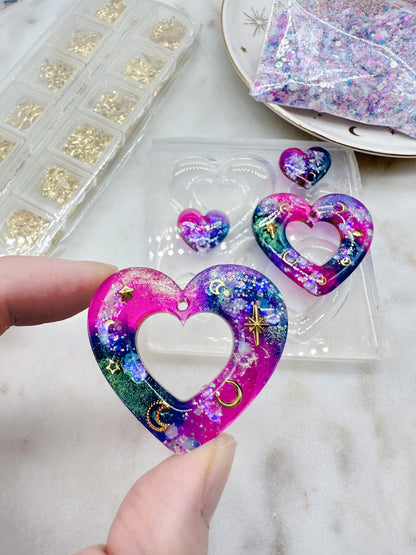 Large Predomed Heart Statement Earring Mold