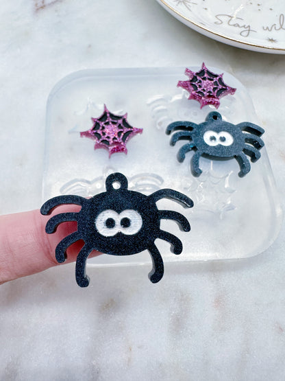 Cute Spider Dangle Earring Mold Engraved