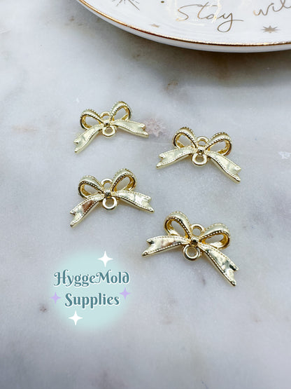 10 Pcs Gold Ribbon Bow Connector