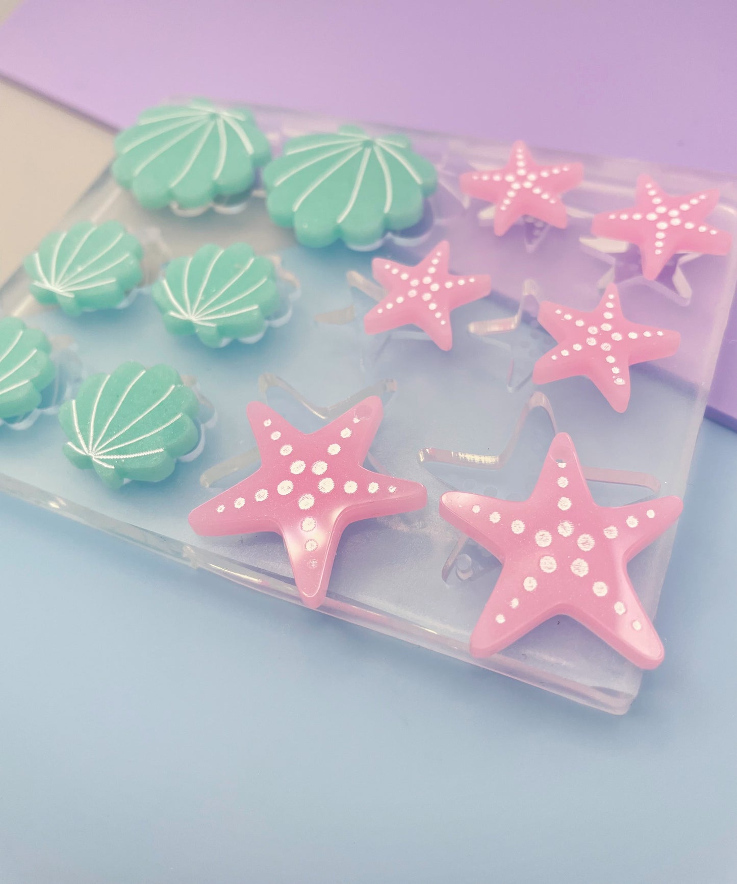 Deluxe Ocean-themed seashells and starfish earring silicone mould