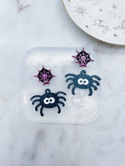 Cute Spider Dangle Earring Mold Engraved