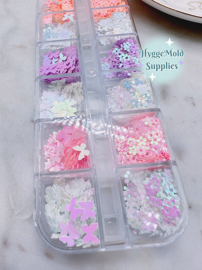 Iridescent Flower and Butterfly Glitter Sequin Shape