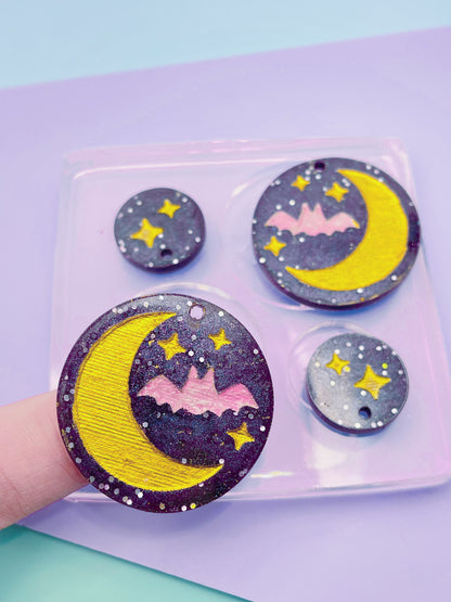 3cm Bat Moon Dangle Earring Mold