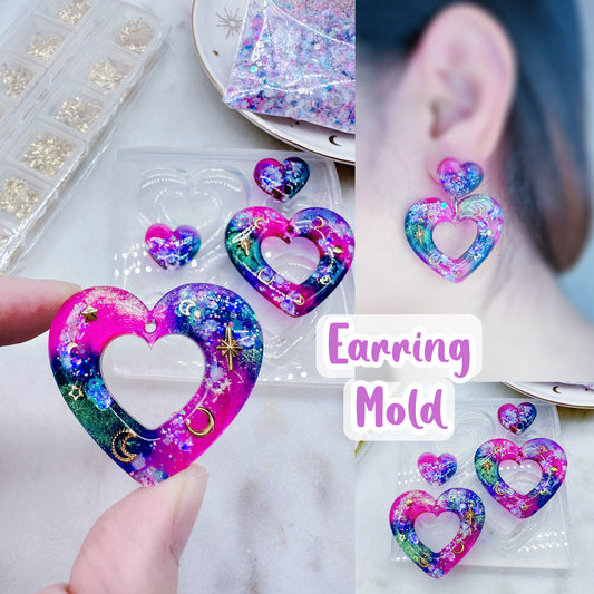 Large Predomed Heart Statement Earring Mold