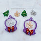 Small Christmas Tree Snowglobe Frame with Ribbon Bow Dangle Earring Mold