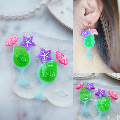 Hawaiian Flower Cocktail Glass Dangle Earring Mold