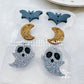 Triple Halloween Bat Ghost Moon Dangle Earring Mold