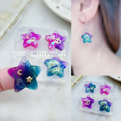 2cm Small Domed Star Dangle Earring Mold Predrilled