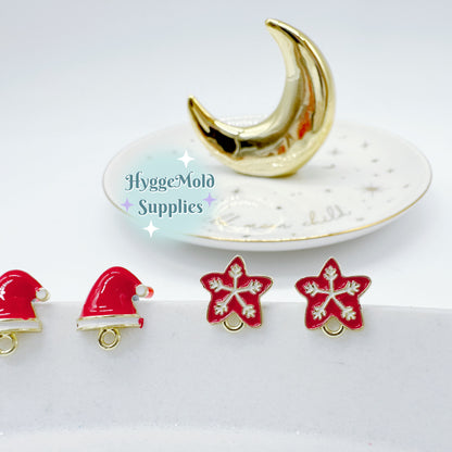 8 pcs Christmas Santa Snowflake Earring Posts