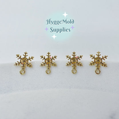 8 Pcs Gold/ Silver Snowflake Earring Posts