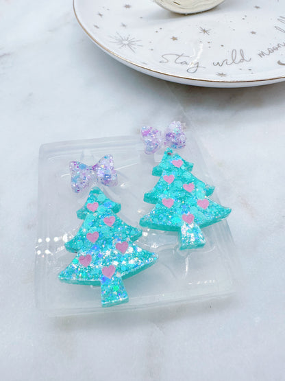 3cm Small Christmas Tree with Bow Dangle Earring Mold