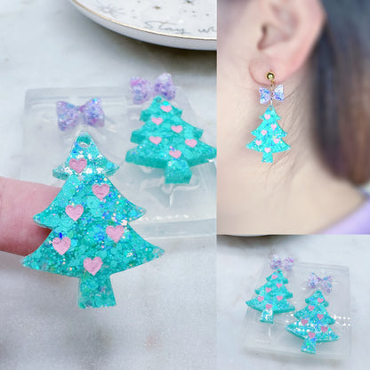 3cm Small Christmas Tree with Bow Dangle Earring Mold