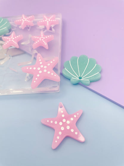 Deluxe Ocean-themed seashells and starfish earring silicone mould