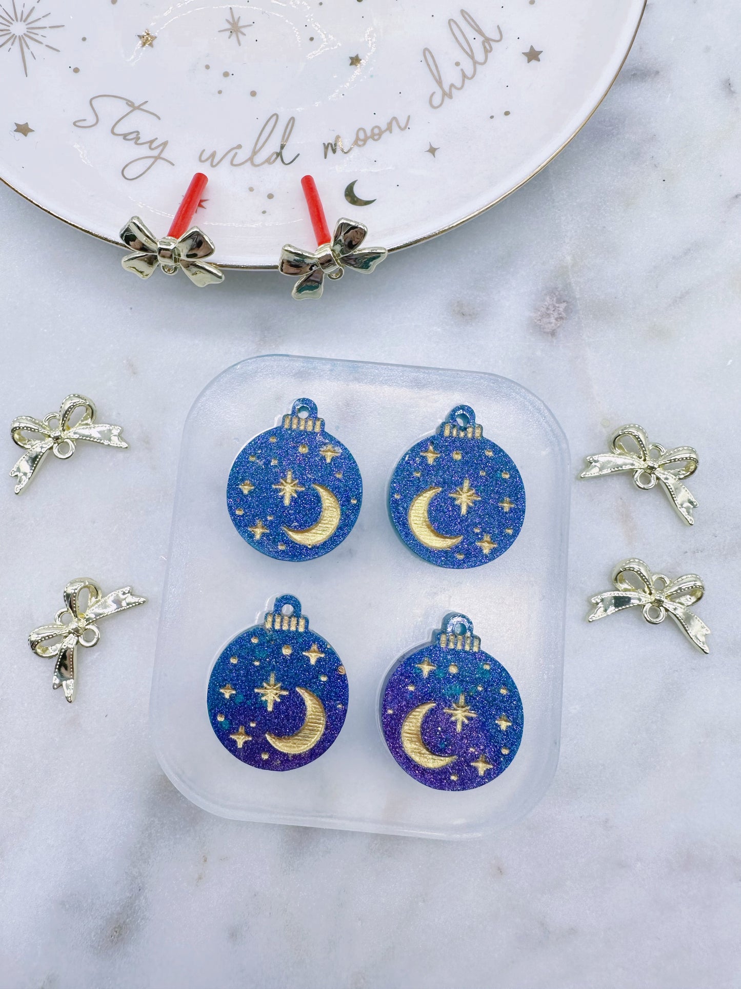 Starry Night Moon Bauble Dangle Earring Mold