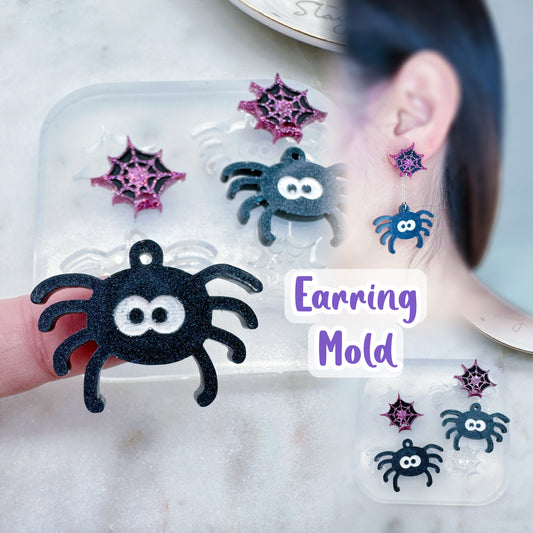 Cute Spider Dangle Earring Mold Engraved