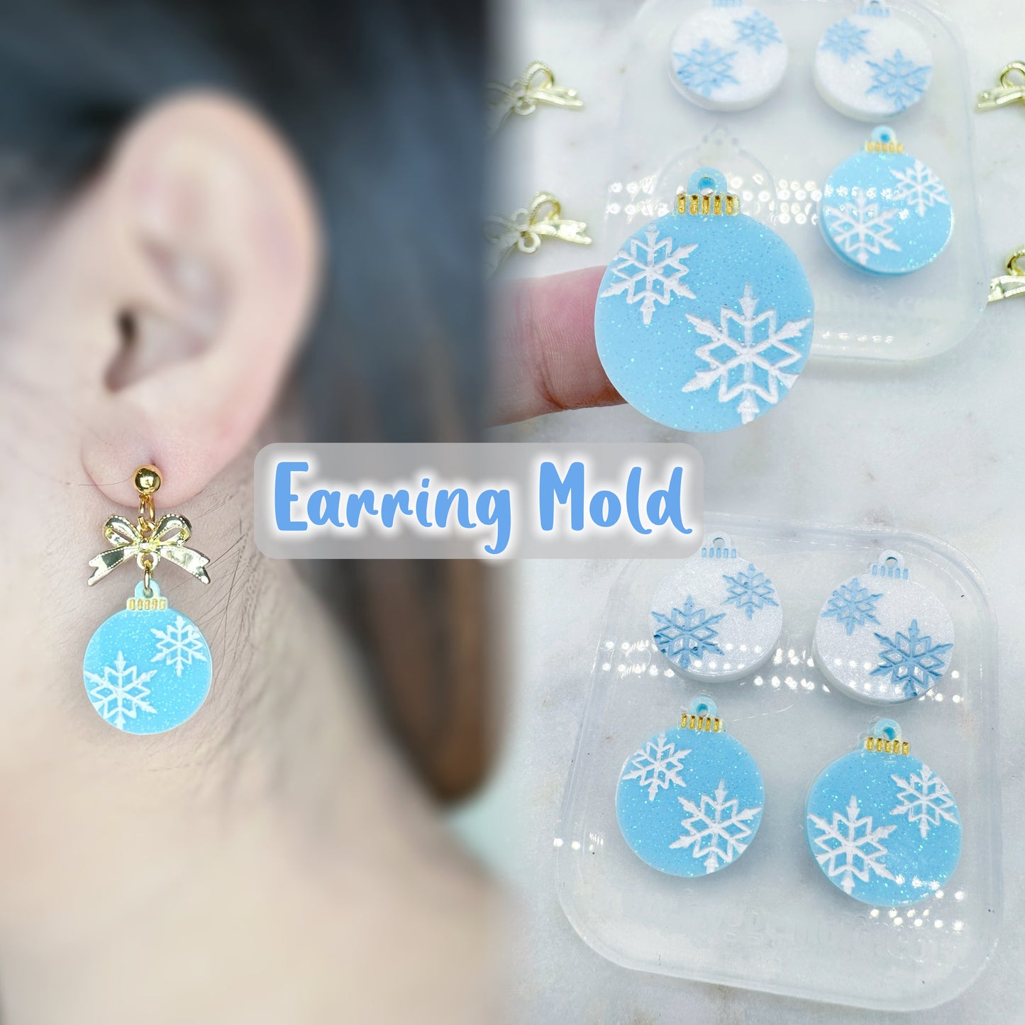 Winter Snowflake Bauble Dangle Earring Mold