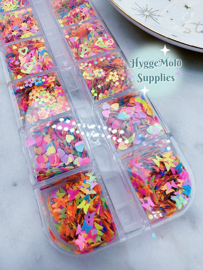 Neon Glitter Shape Sequin Set