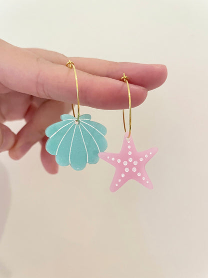 Deluxe Ocean-themed seashells and starfish earring silicone mould