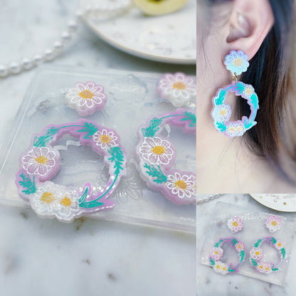 4cm Daisy Flower Wreath Dangle Earring Mold