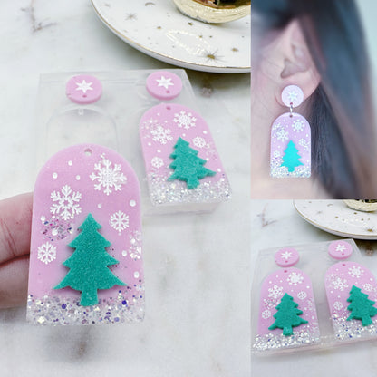 4.3 cm Snowy Christmas Tree Dangle Earring Mold