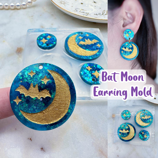 3cm Bat Moon Dangle Earring Mold
