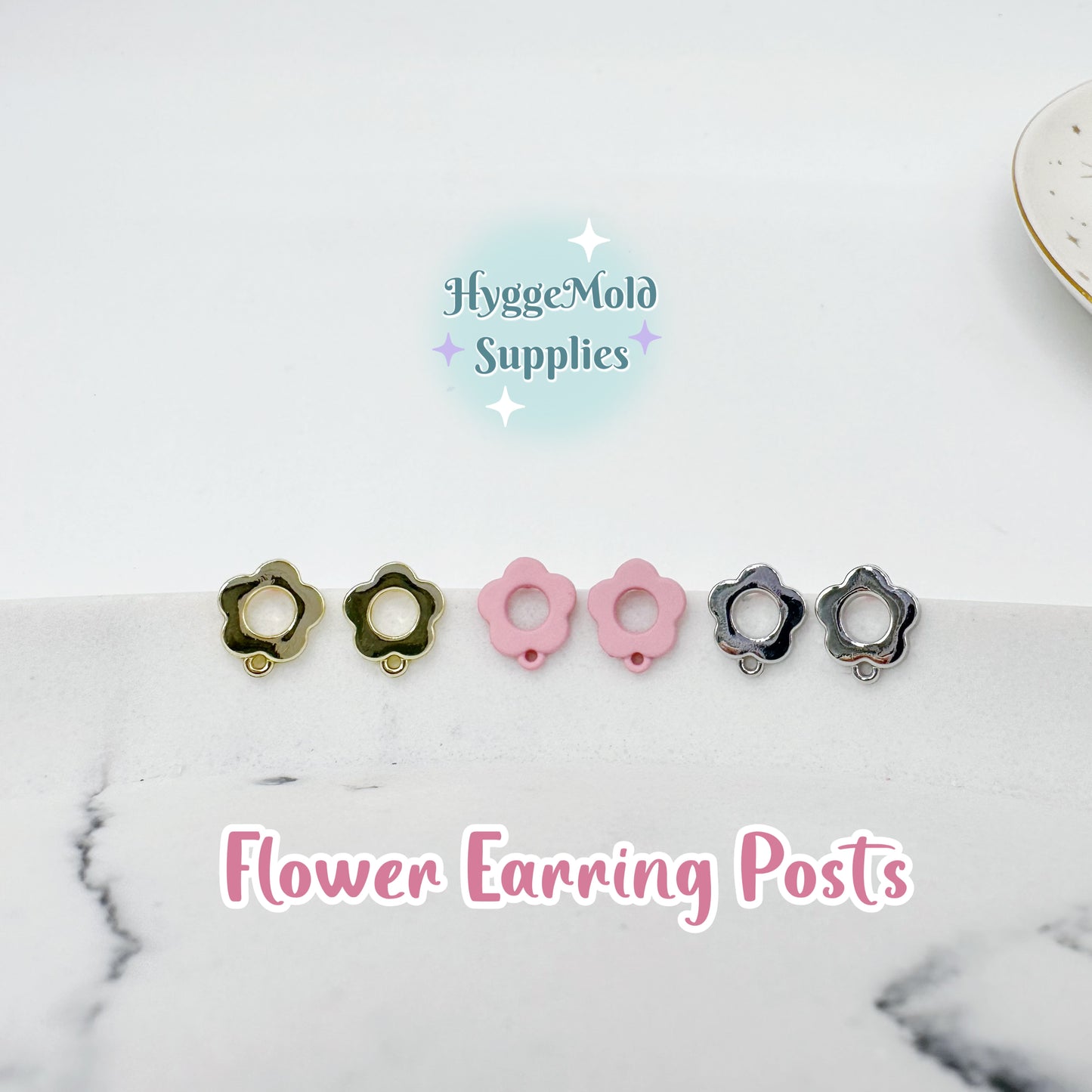 8 Pcs Mary Quant Flower Earring Posts