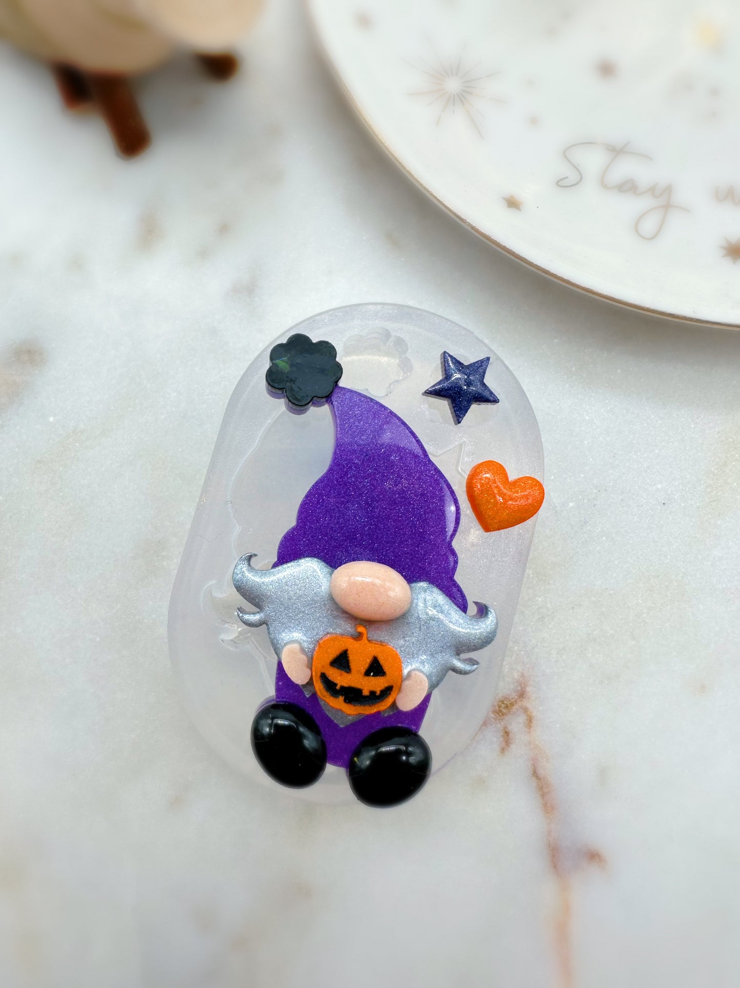 3D Little Gnome Brooch Mold with festival add-ons