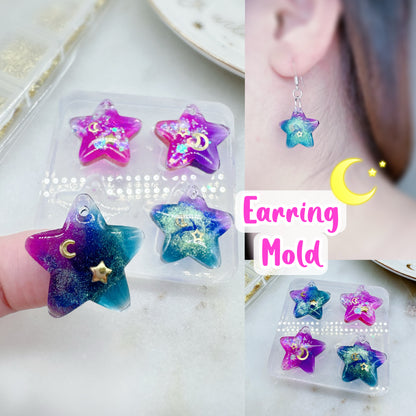 2cm Small Domed Star Dangle Earring Mold Predrilled