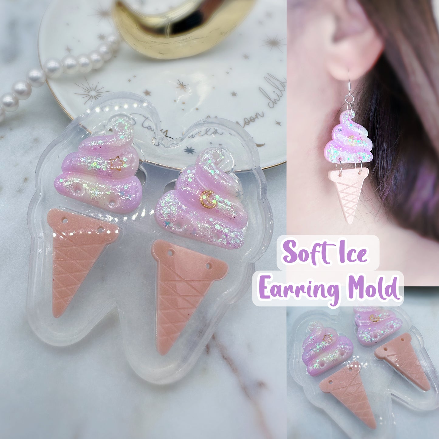 Predomed Soft Ice Cream Summer Dangle Earring Mold