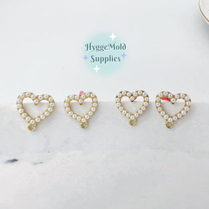 8 Pcs Pearl Heart Earring Posts