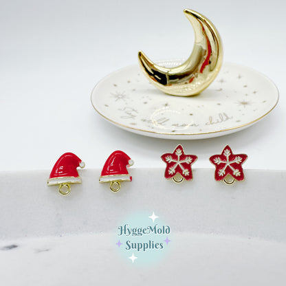 8 pcs Christmas Santa Snowflake Earring Posts