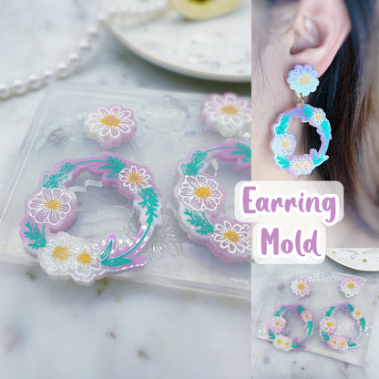 4cm Daisy Flower Wreath Dangle Earring Mold