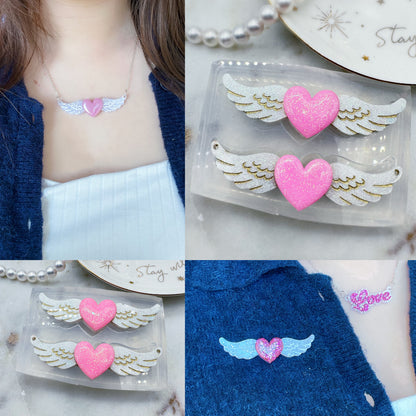 Winged Heart Necklace and Brooch Combo Mold