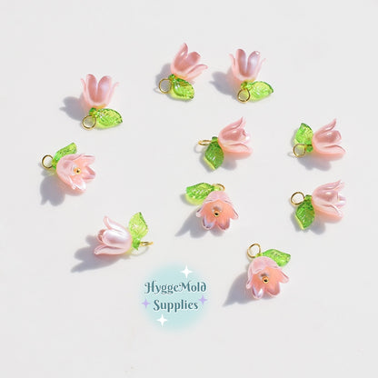 10 pc Pearlescent Lily of the Valley Flower Charm