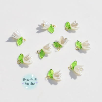 10 pc Pearlescent Lily of the Valley Flower Charm