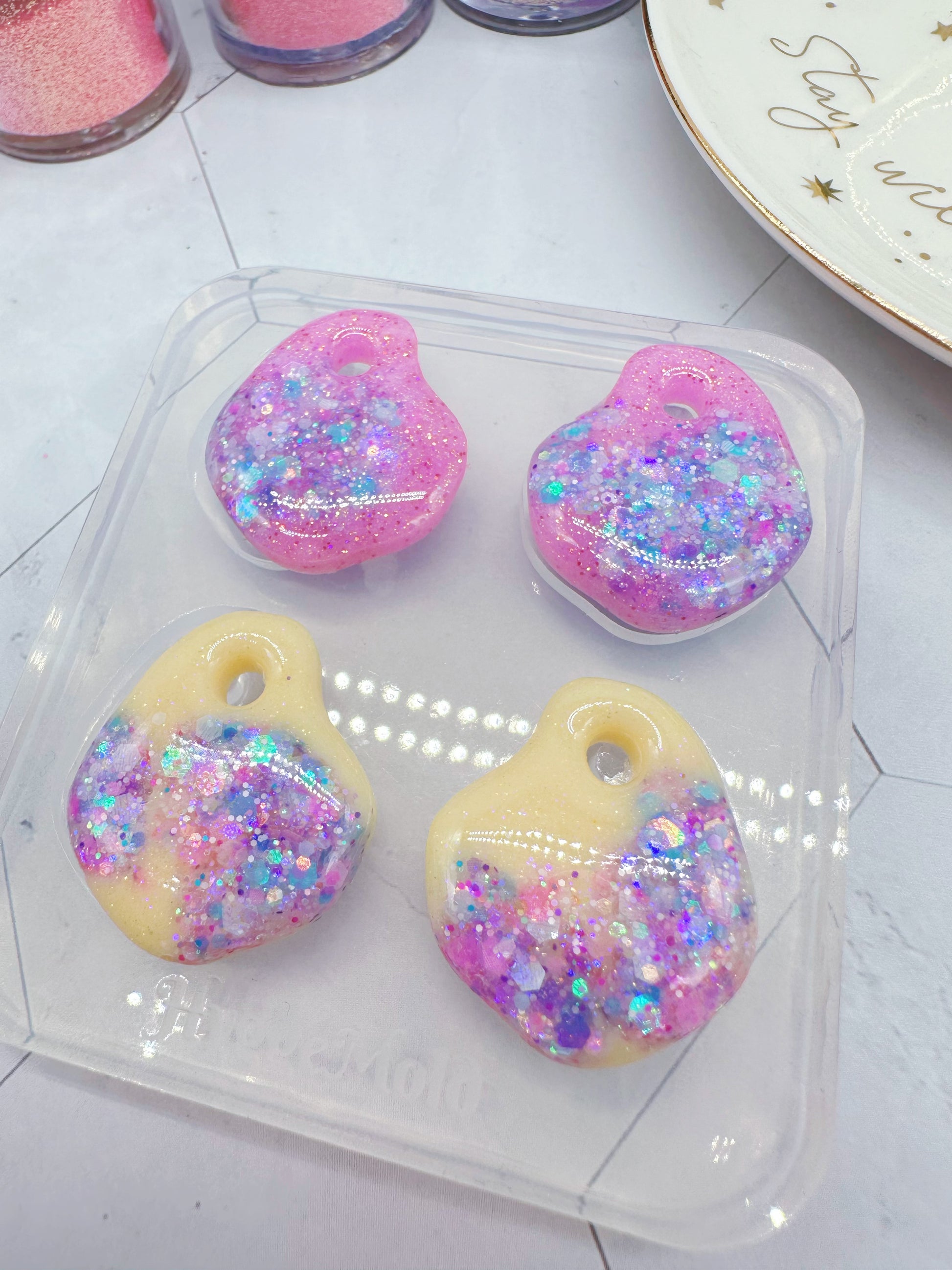organic shape oyster shell hoop earring mold for resin jewellery clear silicone mold