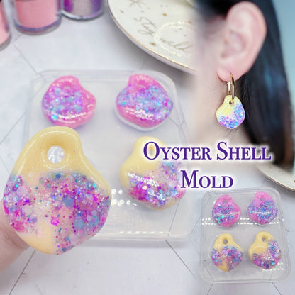 organic shape oyster shell hoop earring mold for resin jewellery clear silicone mold