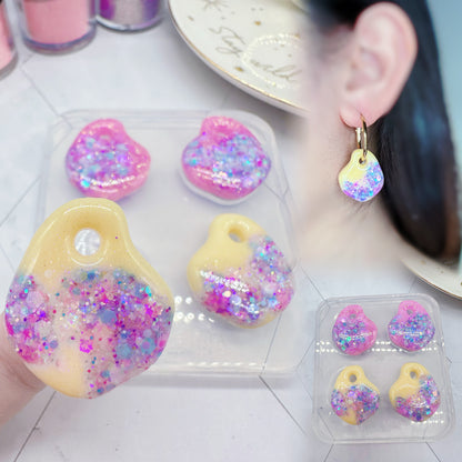 organic shape oyster shell hoop earring mold for resin jewellery clear silicone mold