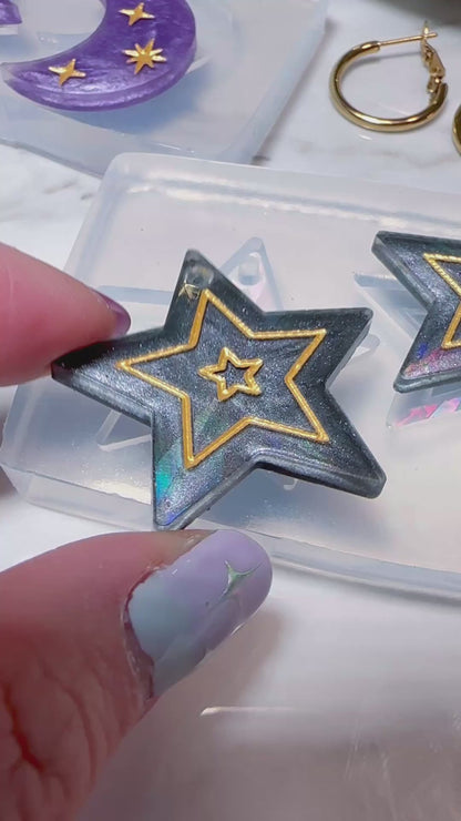 Holographic Starburst Dangle Earring Mold for Hoop Charms