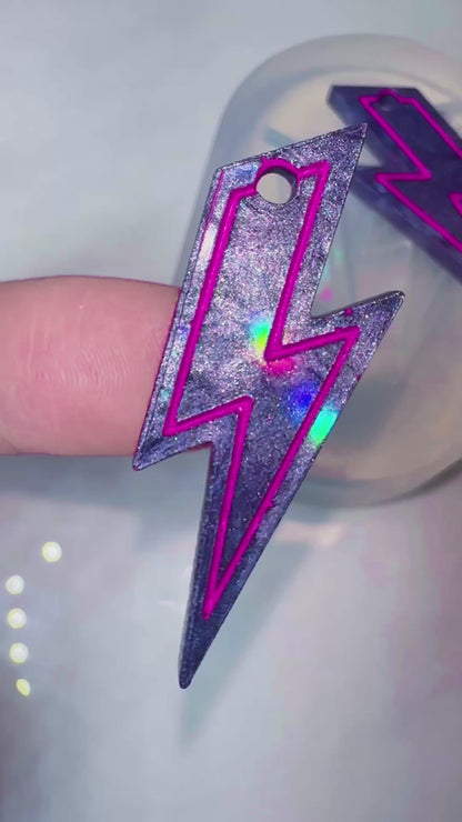 4cm Holographic lightning Bolt Dangle Earring Mold for Hoop Charms