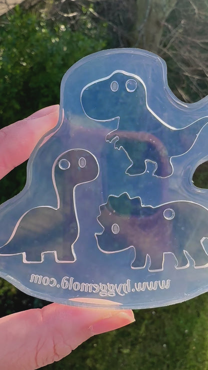 Cute Dino Trio Keychain Palette Mold