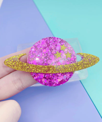 Large Saturn Planet Brooch Keychain mold Space travel