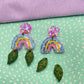 Medium-small Botanical Rainbow Dangle Earring Mold
