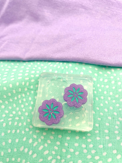 Engraved Japanese flower stud / dangle Earring Mold