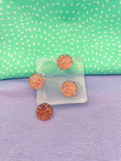 Mini 1.2 cm round druzy stud earring mold